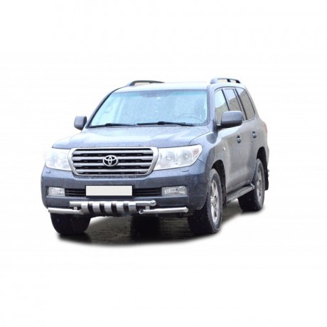 Защита переднего бампера «Труба двойная» Люкс (d63,5) для Toyota Land Cruiser 200 (2007-2011)(Окрашенное) купить недорого с доставкой в Красногорск