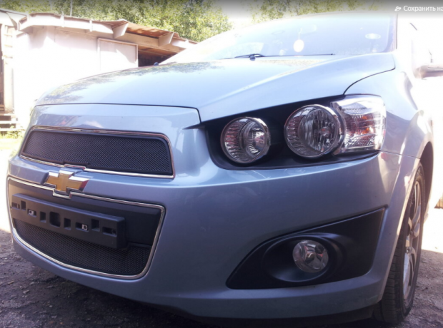 Защита радиатора "Standart" Chevrolet Aveo (2011-2015) верх, чёрная купить недорого с доставкой в Красногорск