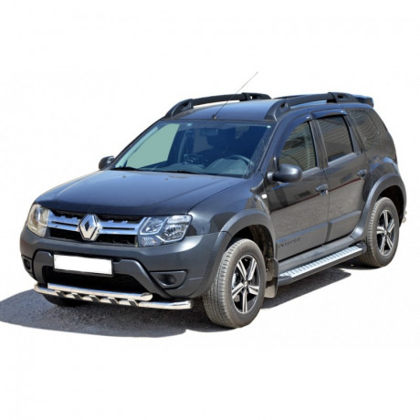Защита переднего бампера «Труба двойная» (d63.5) для Renault Duster (2015-н.в.)(Окрашенное) купить недорого с доставкой в Красногорск
