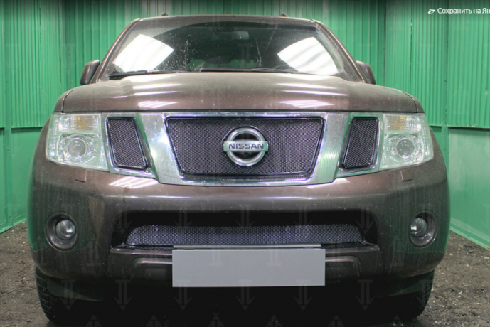 Защита радиатора "PREMIUM" Nissan Pathfinder, Navara (2010-2015) верх, чёрная купить недорого с доставкой в Красногорск
