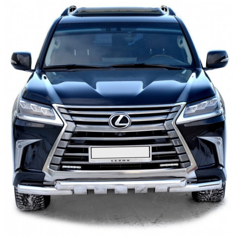 Защита переднего бампера «Труба двойная ЛЮКС» (d76) для Lexus LX 450d (2016-н.в.)(Окрашенное) купить недорого с доставкой в Красногорск