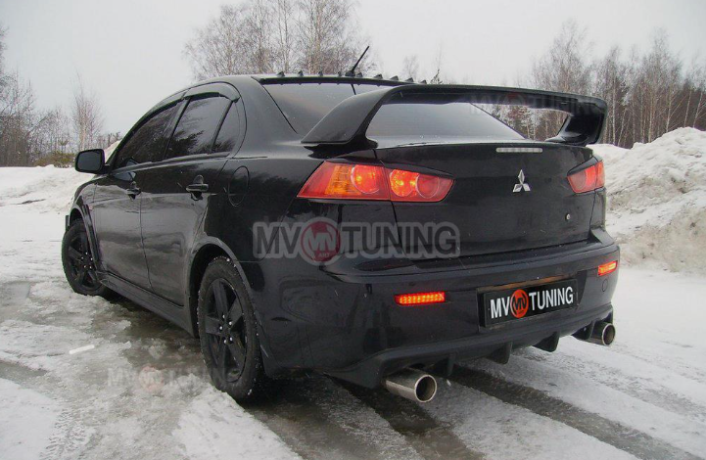 Накладка (юбка) заднего бампера "EVO" var №1 для Mitsubishi Lancer X (2007-2016) купить недорого с доставкой в Красногорск