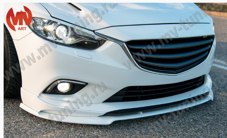 Сплиттер переднего бампера под клыки №2 "Lite Style" для Mazda 6 (2013-н.в.) купить недорого с доставкой в Красногорск