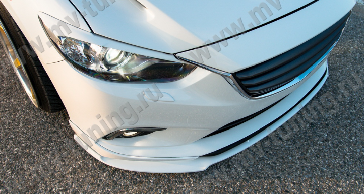 Сплиттер переднего бампера под клыки №2 "Lite Style" для Mazda 6 (2013-н.в.) купить недорого с доставкой в Красногорск