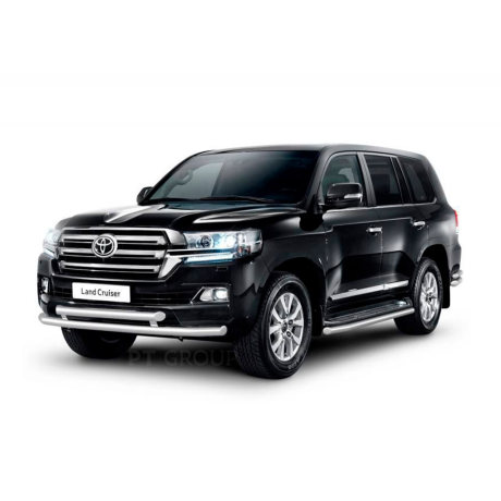 Защита переднего бампера двойная d63/63мм (НПС) Toyota Land Cruiser 200 (2014-н.в.) купить недорого с доставкой в Красногорск