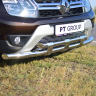 Защита переднего бампера двойная с пластинами d63/63мм (НПС) Renault Duster (2016-н.в.) купить недорого с доставкой в Красногорск