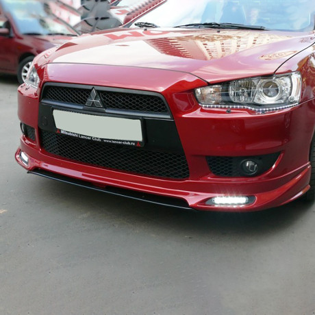 Накладка (юбка) переднего бампера "Zodiak" (с планкой) для Mitsubishi Lancer X (2007-2010) купить недорого с доставкой в Красногорск
