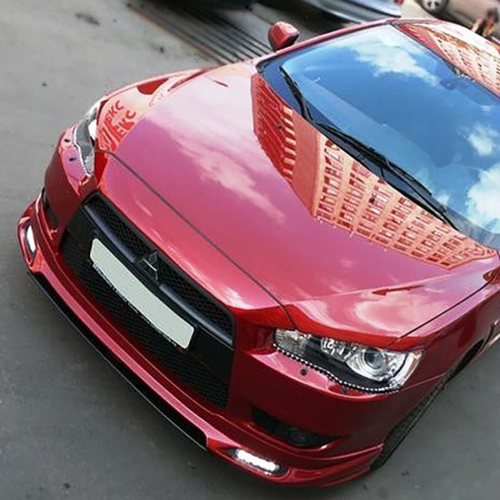 Накладка (юбка) переднего бампера "Zodiak" (с планкой) для Mitsubishi Lancer X (2007-2010) купить недорого с доставкой в Красногорск