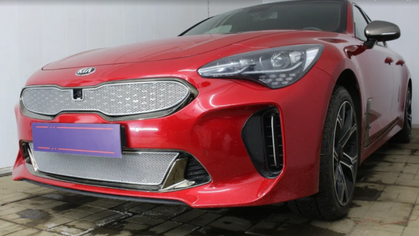 Защита радиатора "PREMIUM" Kia Stinger (2017-н.в.) низ, хром купить недорого с доставкой в Красногорск