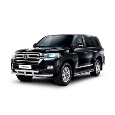 Защита переднего бампера двойная с пластинами d63/63мм (НПС) Toyota Land Cruiser 200 (2014-н.в.) купить недорого с доставкой в Красногорск