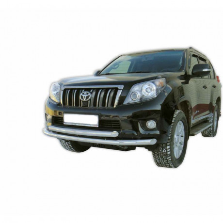 Защита переднего бампера «Труба двойная» (d63,5) для Toyota Land Cruiser Prado 150 (2009-2013)(Нерж. Сталь) купить недорого с доставкой в Красногорск