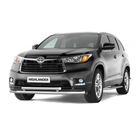 Защита переднего бампера двойная d63/51мм (НПС) Toyota Highlander (2014-н.в.) купить недорого с доставкой в Красногорск