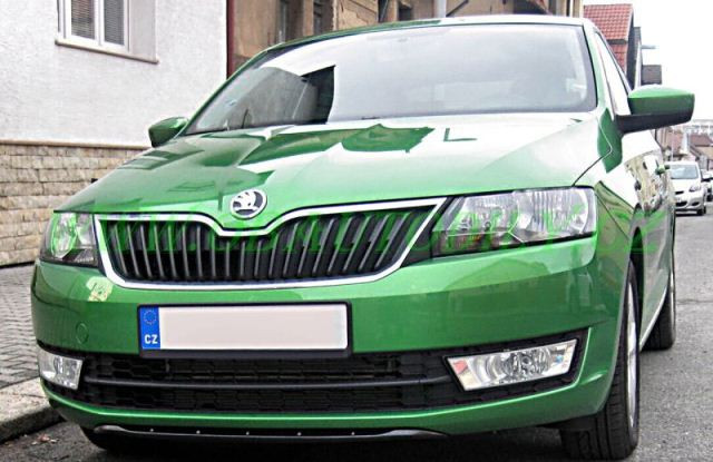 Спойлер переднего бампера (текстурный пластик) для Skoda Rapid (2012-н.в.) купить недорого с доставкой в Красногорск