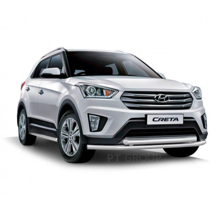 Защита переднего бампера двойная d63/63мм (НПС) HYUNDAI Creta (2016-н.в.) купить недорого с доставкой в Красногорск