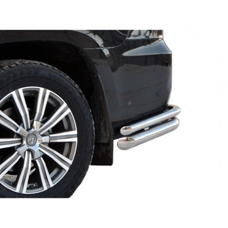 Защита заднего бампера «Уголки двойные» (d76\51) для Lexus LX 450d (2016-н.в)(Окрашенное) купить недорого с доставкой в Красногорск