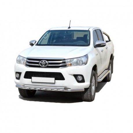 Защита переднего бампера «Труба двойная» (d63,5) для Toyota Hilux pickup (2017-н.в.)(Окрашенное) купить недорого с доставкой в Красногорск