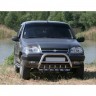Кенгурин с дополнительной защитой двигателя «Низкий» (d63.5) B@3 2123 "Chevrolet Niv@", нержавеющая сталь купить недорого с доставкой в Красногорск