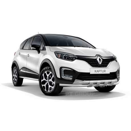 Защита переднего бампера двойная с пластинами d63/63мм (НПС) RENAULT Kaptur (2016-н.в.) купить недорого с доставкой в Красногорск