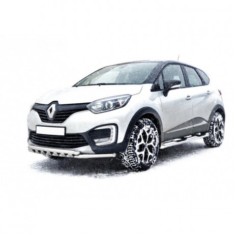 Защита порогов «Труба с проступью» (d76) для Renault Kaptur (2016-н.в.)(Окрашенное) купить недорого с доставкой в Красногорск