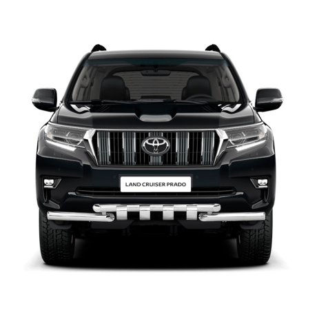 Защита переднего бампера двойная с зубьями d63/63мм (НПС) TOYOTA LAND CRUISER PRADO 150 (2017-н.в.) купить недорого с доставкой в Красногорск