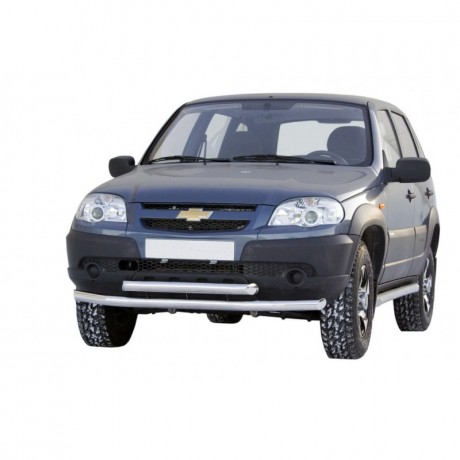 Защита переднего бампера "Труба двойная" B@3 2123 "Chevrolet Niv@" RS (d63.5) купить недорого с доставкой в Красногорск
