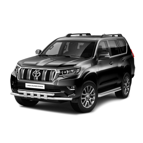 Защита переднего бампера двойная с пластинами d63/63мм (НПС) TOYOTA LAND CRUISER PRADO 150 (2017-н.в.) купить недорого с доставкой в Красногорск