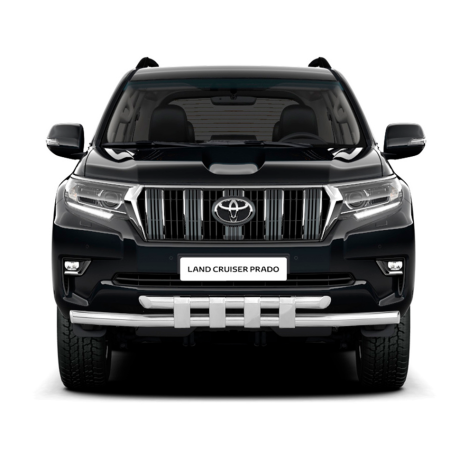 Защита переднего бампера двойная с пластинами d63/63мм (НПС) TOYOTA LAND CRUISER PRADO 150 (2017-н.в.) купить недорого с доставкой в Красногорск