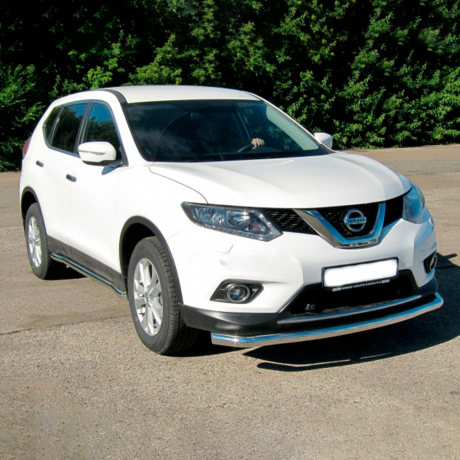 Защита переднего бампера одинарная d63мм (НПС) Nissan X-Trail (2015-н.в.) купить недорого с доставкой в Красногорск