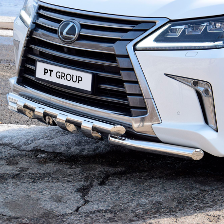 Защита переднего бампера двойная с зубьями d63/63мм (НПС) LEXUS 450D (2015-н.в.) купить недорого с доставкой в Красногорск