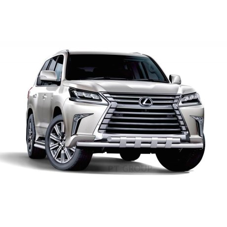 Защита переднего бампера двойная с пластинами d63/63мм (НПС) LEXUS 450D (2015-н.в.) купить недорого с доставкой в Красногорск