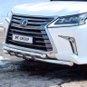 Защита переднего бампера двойная с пластинами d63/63мм (НПС) LEXUS 450D (2015-н.в.) купить недорого с доставкой в Красногорск