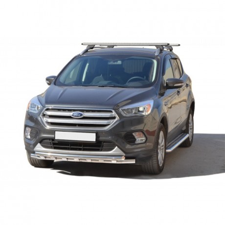 Защита переднего бампера «Труба двойная» (d63,5) для Ford Kuga (2016-н.в.)(Окрашенное) купить недорого с доставкой в Красногорск